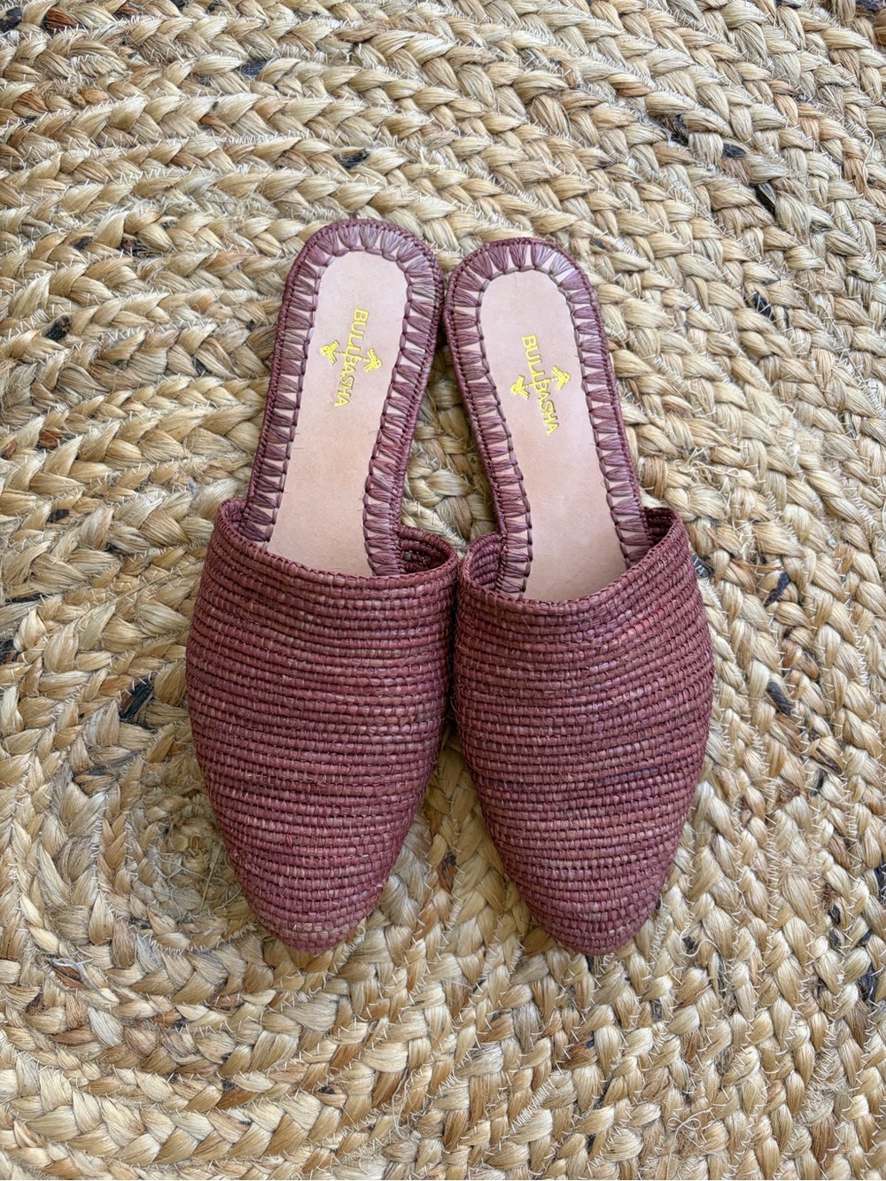 Bulibasha Babouche Mule Slip On Slide 40 EU 9-9.5 US Handwoven Red Brown NWOT - Picture 12 of 12